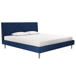 Full Daphne Upholstered Bed With, Blue Velvet Bed Frame And Headboard Sets