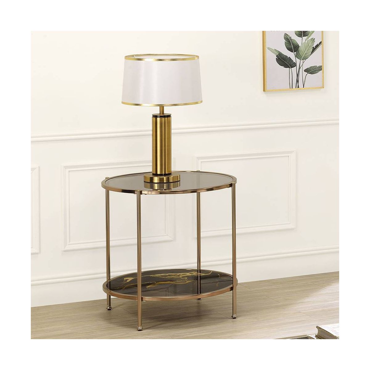 Acme Furniture Fiorella Accent Table Black Marble/Gold Finish - thumbnail 7