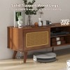 59" Mid Century Modern Rattan TV Stand with Solid Wood Legs, Sliding Doors, USB Ports, and Charging Station for Living Room - 2 of 4