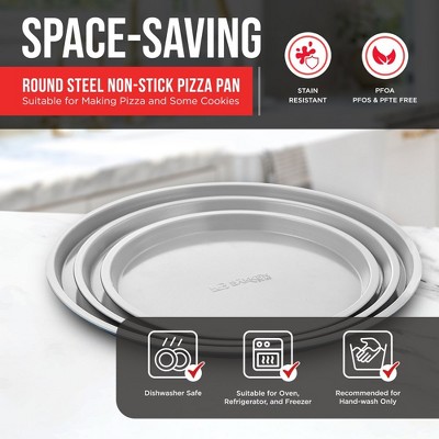 Bakken 3-Piece Blue and Gray Non-Stick Round Pizza Tray Set