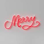 10" Neon Style 'Merry' Christmas Novelty Silhouette Light Red - Wondershop™