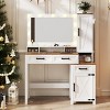 GlasFlength Vanity Tables Farmhouse Vanity with Mirror Hidden Jewelry Cabinet Elegant Design for Living Room, White, 43.3"*15.75"*53.07" - 2 of 4