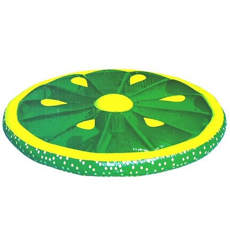 Swimline 9054G Giant 60" Round Inflatable Lime Slice Island Swimming Pool Float, Lake Water Raft 1 Person Floating Lounger for Kids and Adults, Green, 1 of 7