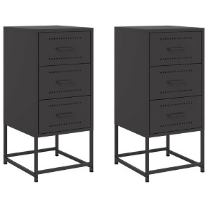 vidaXL Bedside Cabinet Black Steel Medium Bedside Cabinet Rectangular - 1 of 4