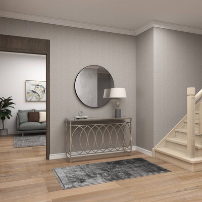 Silver Metal and Glass Geometric Console Table