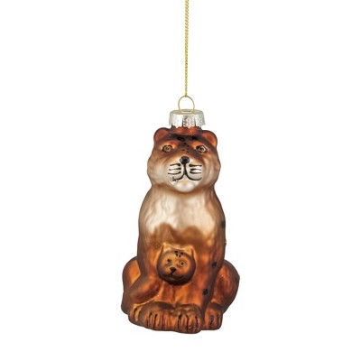 Northlight 4" Orange and Black Glass Leopard Christmas Ornament