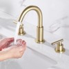 Cobbe Double Handle Widespread Faucet 3-Hole Bathroom Sink Faucet Spout Swivels 360 Degrees Brushed Gold - 3 of 4