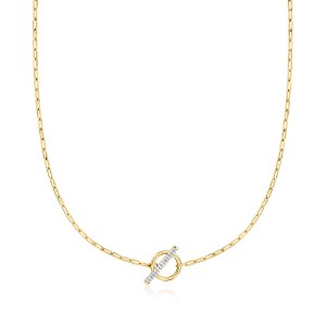 Ross-Simons 0.25 ct. t.w. Diamond Paper Clip Link Toggle Necklace in 18kt Gold Over Sterling Size 18 - 1 of 4