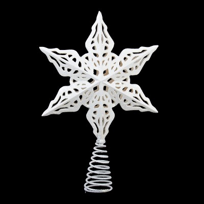 Kurt S. Adler 10.5" Sparkling Whites Cut Out Scalloped Edge Star Christmas Tree Topper - Unlit