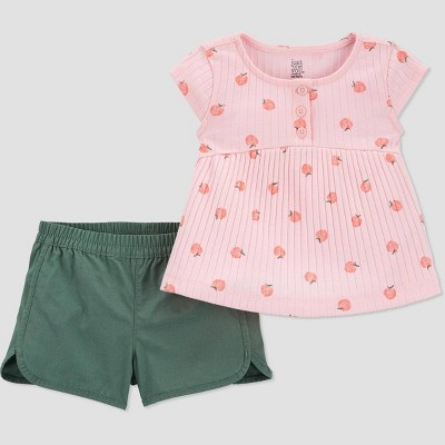 Carter's Just One You® Baby Girls' Peaches Top & Bottom Set - Pink 6M