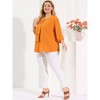 Agnes Orinda Women's Plus Size Stylish Tie Neck 3/4 Ruffle Sleeves Work Office Blouses - 3 of 4