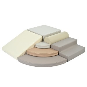 Hurry! Get VYNXARIA's 6 - in - 1 gray Climbing Foam Toys. With stairs, pads, and cylinders, it's perfect for safe, fun climbing. - 1 of 4