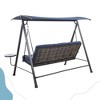 CAVINAS 3-Seat Patio Porch Swing,Hammock Swing Bench with Adjustable Canopy&Side Table,Outdoor Swing for Garden&Backyard,750LBS Capacity,Blue - 3 of 4