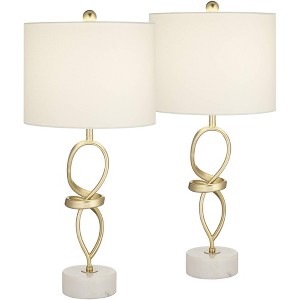 360 Lighting Liza 26 1/2" Tall Luxe Modern Glam Table Lamps Set of 2 Gold Living Room Bedroom Bedside Nightstand House Kitchen Entryway White Shade - 1 of 4