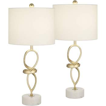 360 Lighting Liza 26 1/2" Tall Luxe Modern Glam Table Lamps Set of 2 Gold Living Room Bedroom Bedside Nightstand House Kitchen Entryway White Shade