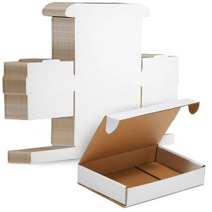 Stockroom Plus 50 Pack White Corrugated Cardboard Shipping Boxes 6x4x1, Bulk Foldable Mailers for Packaging, Packing - 1 of 4