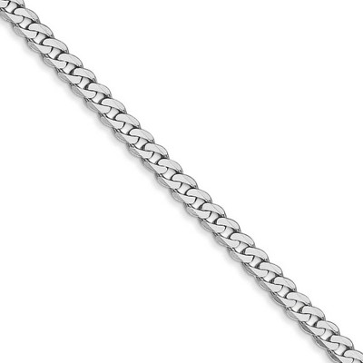 Black Bow Jewelry 2.9mm, 14K White Gold, Solid Flat Beveled Curb Chain Necklace