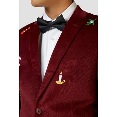 OppoSuits Deluxe Men's Christmas - X- Mas Icons - Deep Burgundy Blazer - Christmas - Xmas Parties - Stylish Jacket - Red - Size 48 — фото 6