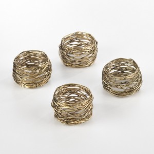 Saro Lifestyle Table Napkin Rings With Metal Twine Design (Set of 4) - 1 of 4