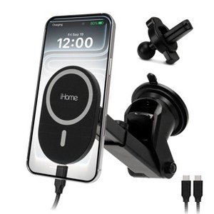 iHome 5-in-1 Complete Car Charging Kit, 15W MagSafe Charger, Dual Port Adapter, Mounts & Cable - 1 of 4