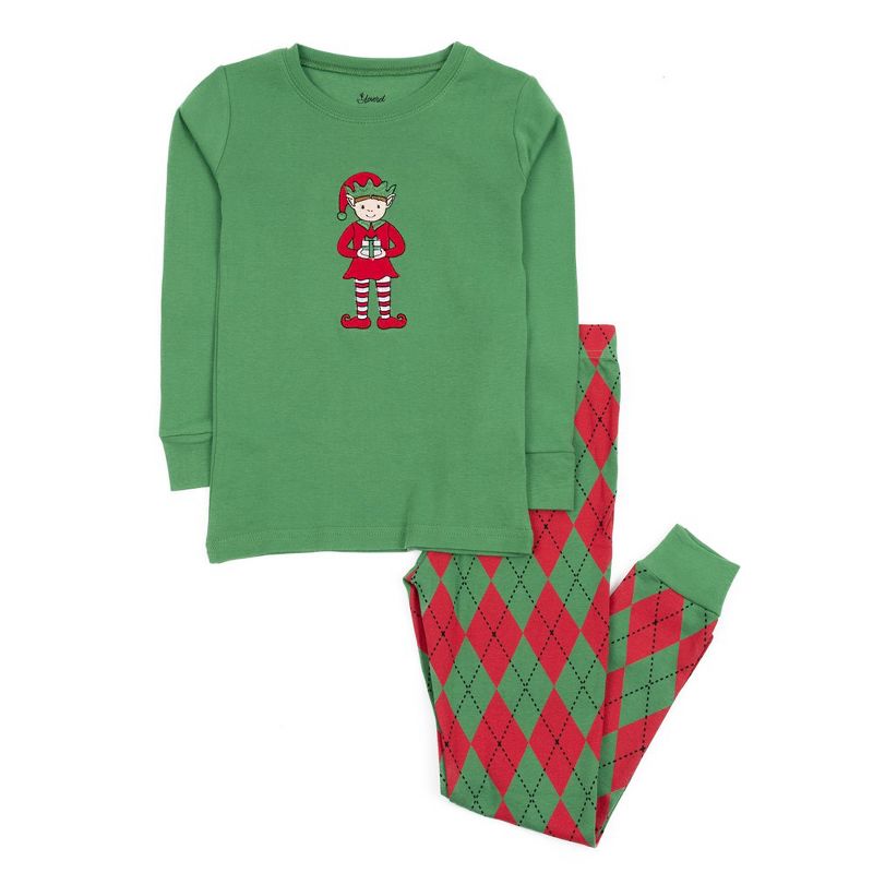 Leveret Kids Two Piece Cotton Argyle Christmas Pajamas, 1 of 3
