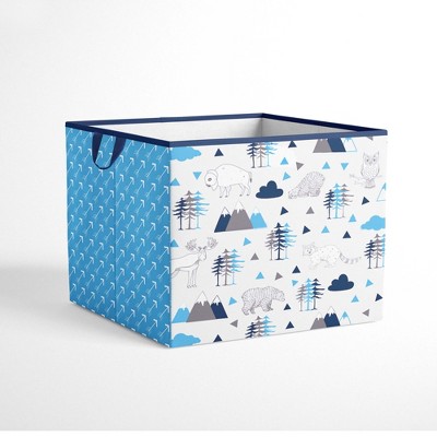 Bacati - Woodlands Aqua/Navy/Gray Boys Cotton Storage Box Large