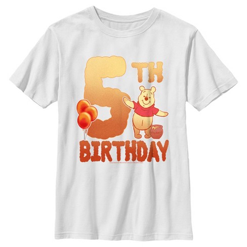 Boy s Winnie the Pooh 5th Birthday Pooh Bear T Shirt White Large