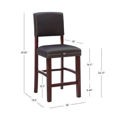 Espresso Finish Monaco 24" Counter Height Barstool with Brown Faux Leather