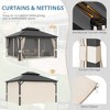Arceso Hardtop Gazebos, 12X14 Aluminum Frame Permanent Pavilion with Curtains and Netting, Double Galvanized Steel Roof Gazebo, Black - 2 of 4