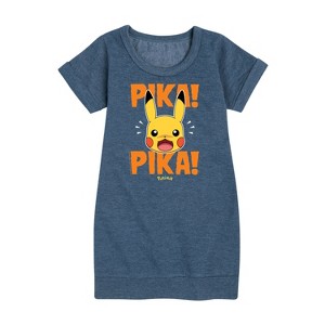 - Pokémon - Pika Pika Scared Graphic Short Sleeve Fleece Dress - 1 of 4