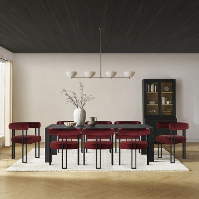 Set of 8 Modern Velvet Dining Chairs, Upholstered Armchairs with Metal Legs, Contemporary Accent Chairs for Dining Room & Kitchen-Maison Boucle