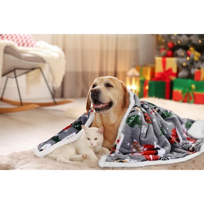 Catalonia Christmas Reversible Sherpa Fleece Throw Blanket, 50x60 inches