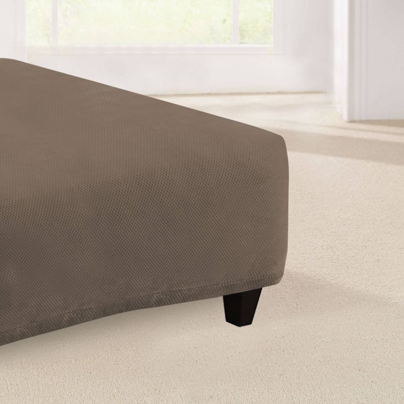 Stretch Pique Square Ottoman Slipcover Taupe - Sure Fit, 2 of 5