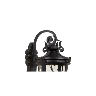 Marseille Elegance Textured Black Outdoor Wall Light with Clear Hammered Glass