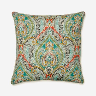 25" Pretty Witty Reef Outdoor Floor Pillow Blue - Pillow Perfect: Weather & Fade-Resistant, Paisley Pattern, Indoor Use Compatible