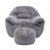 GDFStudio Kaelen Modern Faux Fur Upholstered Bean Bag Chair with Ottoman - 4 of 4