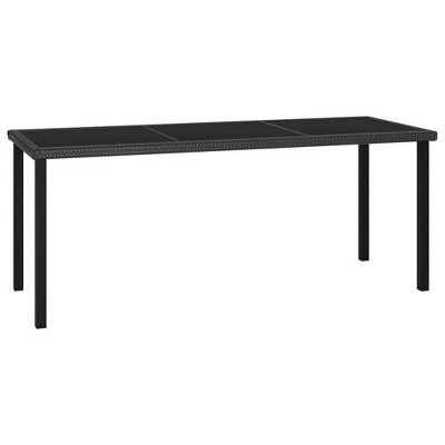 vidaXL Patio Dining Table, Black 70.9"x27.6"x28.7" Poly Rattan