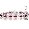 Guili Sterling Silver White Gold-Plated CZ Link Bracelet with Colorful Stones in Red or Blue—Modern, Sparkling, and Effortlessly Chic. - 2 of 4