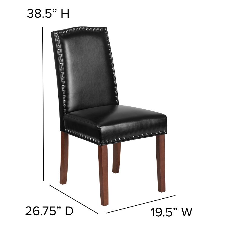 Merrick Lane Parsons Chair Plush Dining Chair with Accent Nail Trim and Wooden Legs, 6 of 15