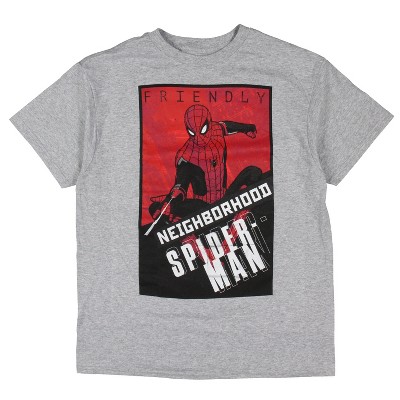 Spider-Man Boys' Friendly Neighborhood Spider-Man No Way Home T-Shirt, L Grey