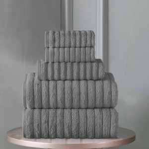 BAGOKIE 100% Turkish Cotton Corduroy Ribbed Bath Towels 6-Piece Set - 1 of 4