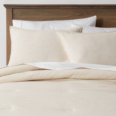 Full/Queen Space Dyed Cotton Linen Comforter & Sham Set Khaki - Threshold™