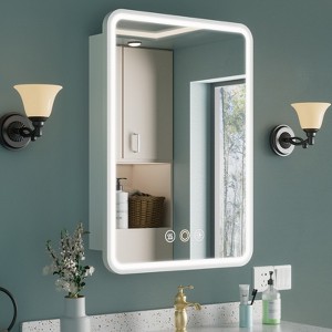 Medicine Cabinet with LED Mirror,Surface or Recessed Mount,Defogger,Memory Function,3-Color Lighting,USB&Outlet,Dimmer,Storage Shelf - 1 of 4