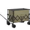 VisioGear Foldable Extended Wagon with 220lbs Weight Capacity, 300L Folding Utility Garden Cart with Drink Holders, Army Green, 42.91"*20.87"*32.68" - 4 of 4