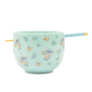 Silver Buffalo Disney Lilo & Stitch Hawaiian Icons 20-Ounce Ramen Bowl and Chopstick Set - 1 of 4