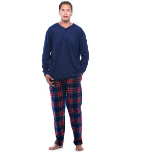 #FollowMe Mens Thermal Henley Pajama Set with Polar Fleece Pants  Warm, Comfy Sleepwear - 1 of 3