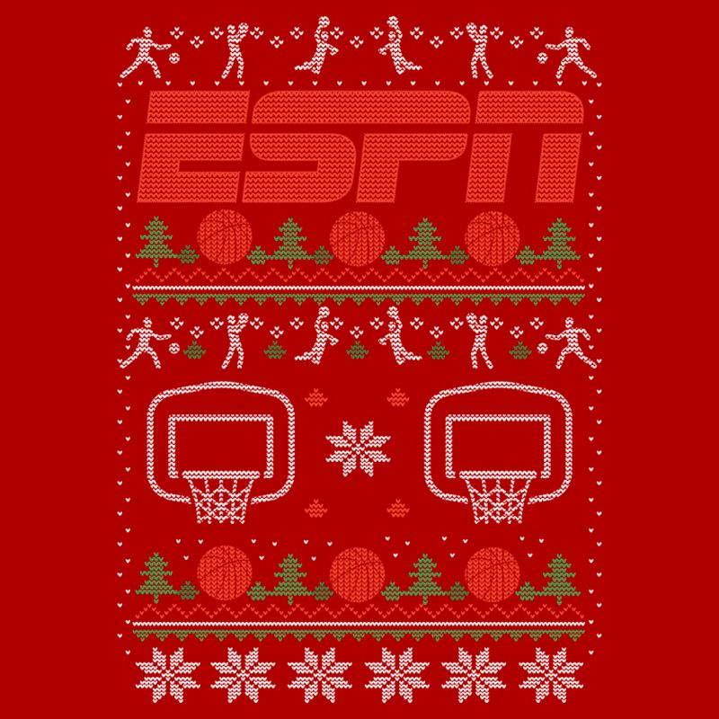 Men's ESPN Basketball Christmas Sweater T-Shirt, 2 of 6