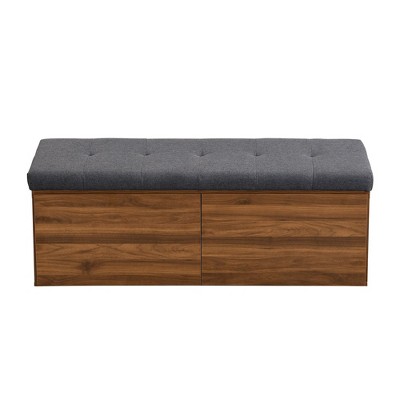 NicBex Storage Ottoman Bench for Bedroom,Storage Bench with Adjustable Shelves and Double Doors,Ottoman for Living Room,Bedroom,Entryway,Gray