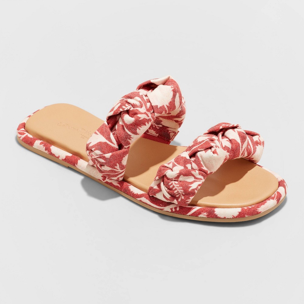 Women's Meg Knotted Slide Sandals - Universal Thread Rust 6.5, Red