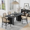 Lirago 68" Rectangular Oak Dining Table with Solid Wood Double Pedestal Modern Kitchen Table for Living Room Dining Room Seats 6 Black - 3 of 4